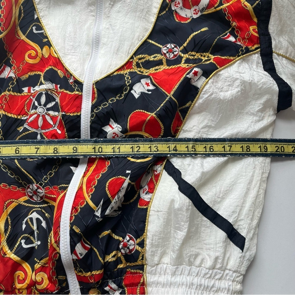 Vintage Track Poker Elastic Waist Lightweight Full Zip Jacket Coat White Medium - Picture 7 of 10